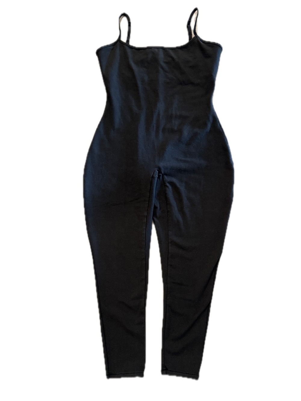 SKIMS Washed Black Slim-Strap Ribbed Jumpsuit